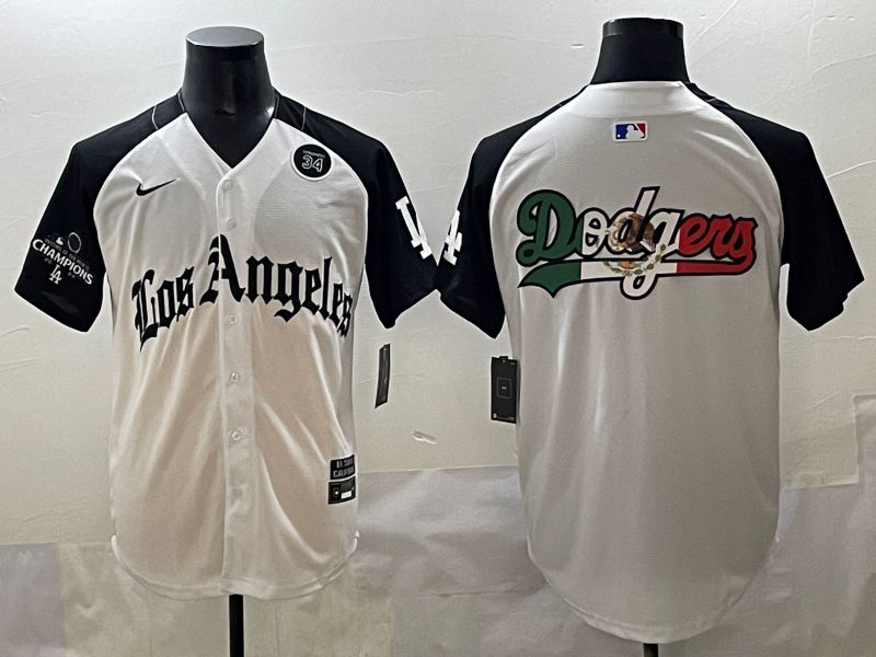 Men 2025 Los Angeles Dodgers Blank White black Five generations Joint Name Nike MLB Jersey style 5266->los angeles dodgers->MLB Jersey